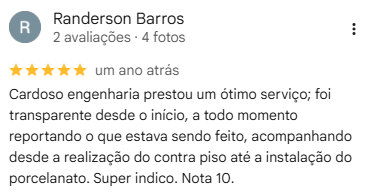 Avaliação de 5 estrelas no Google